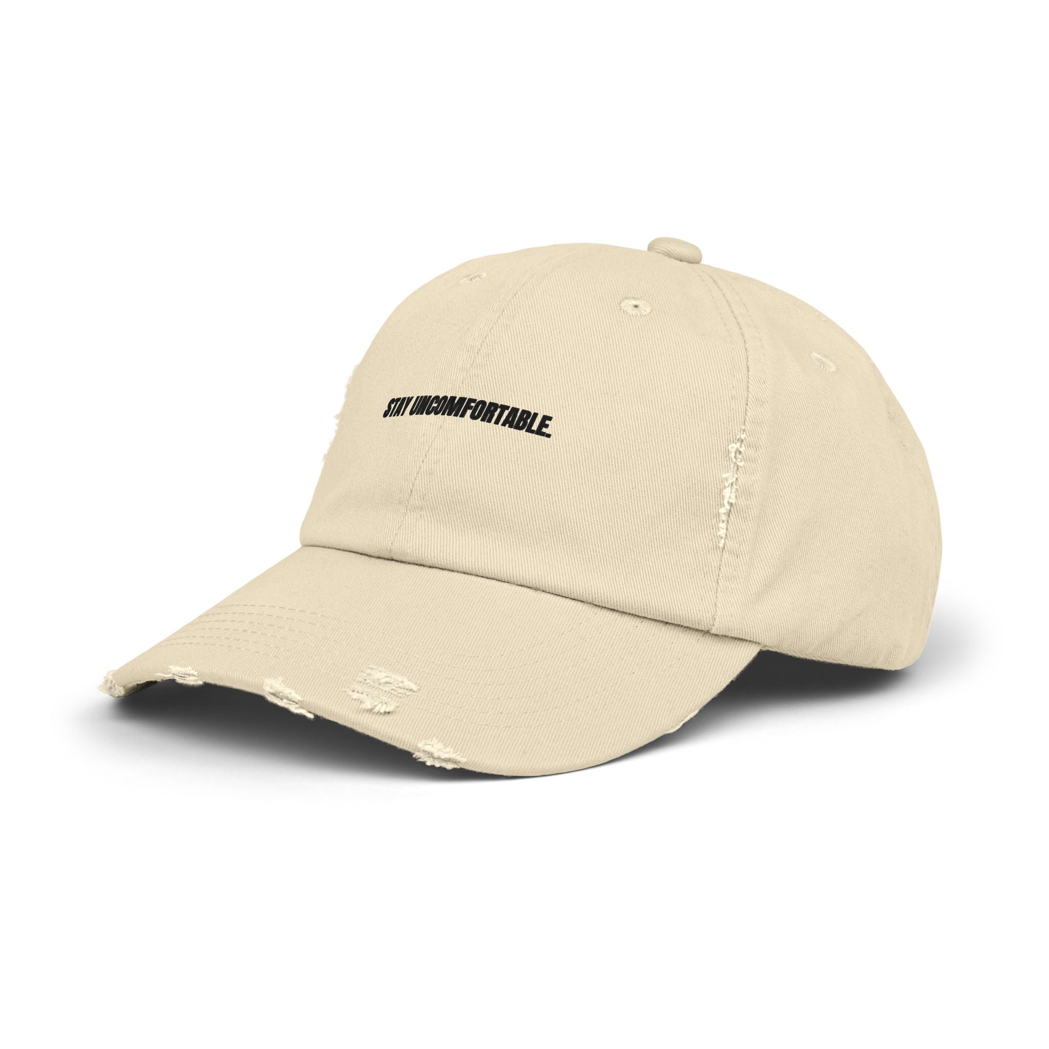 Clingman Fitness Distressed Cap, 'Stay Uncomfortable' Gym Hat