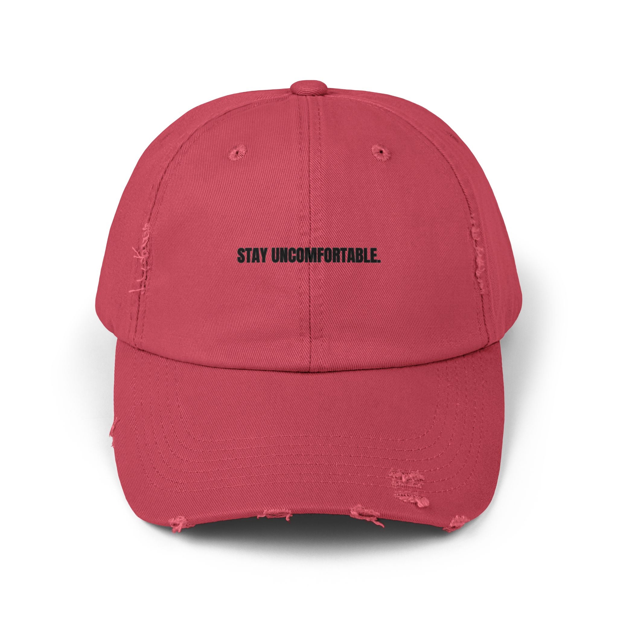 Clingman Fitness Distressed Cap, 'Stay Uncomfortable' Gym Hat