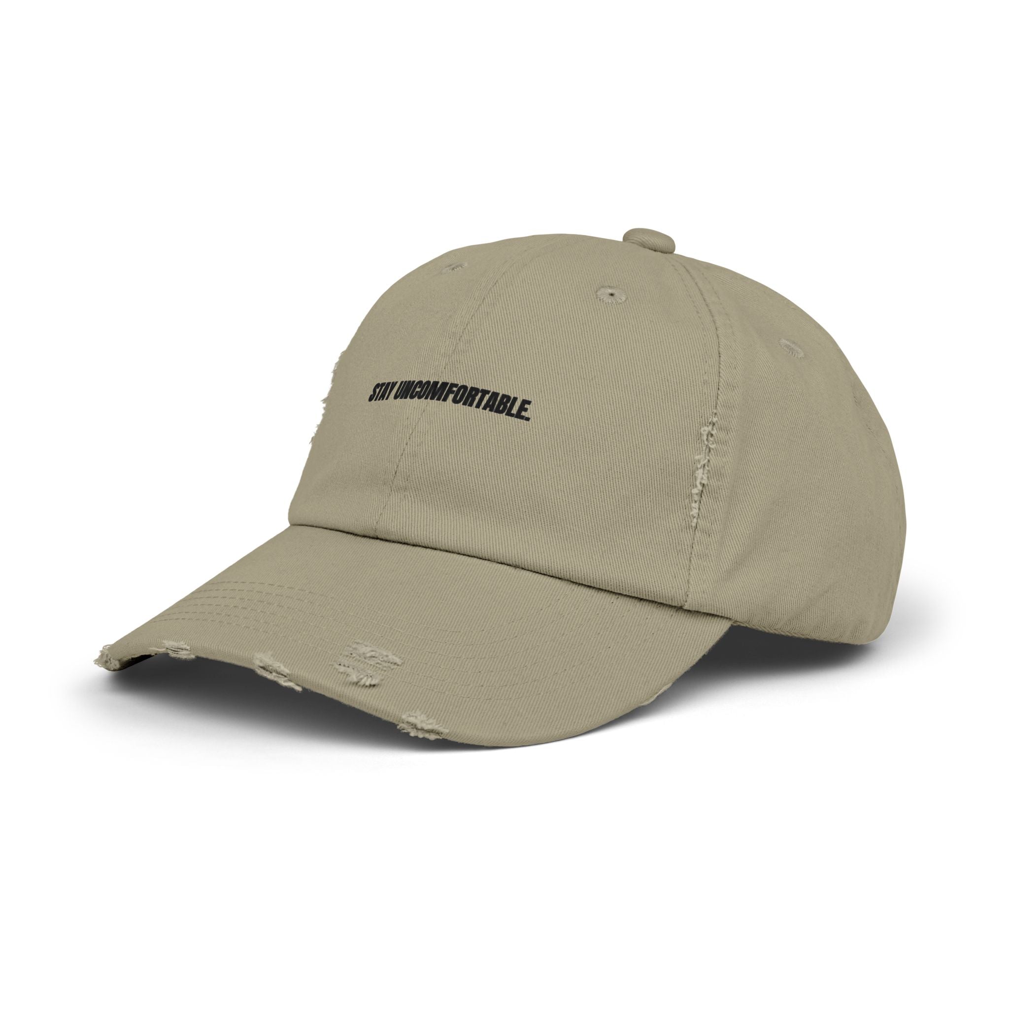 Clingman Fitness Distressed Cap, 'Stay Uncomfortable' Gym Hat