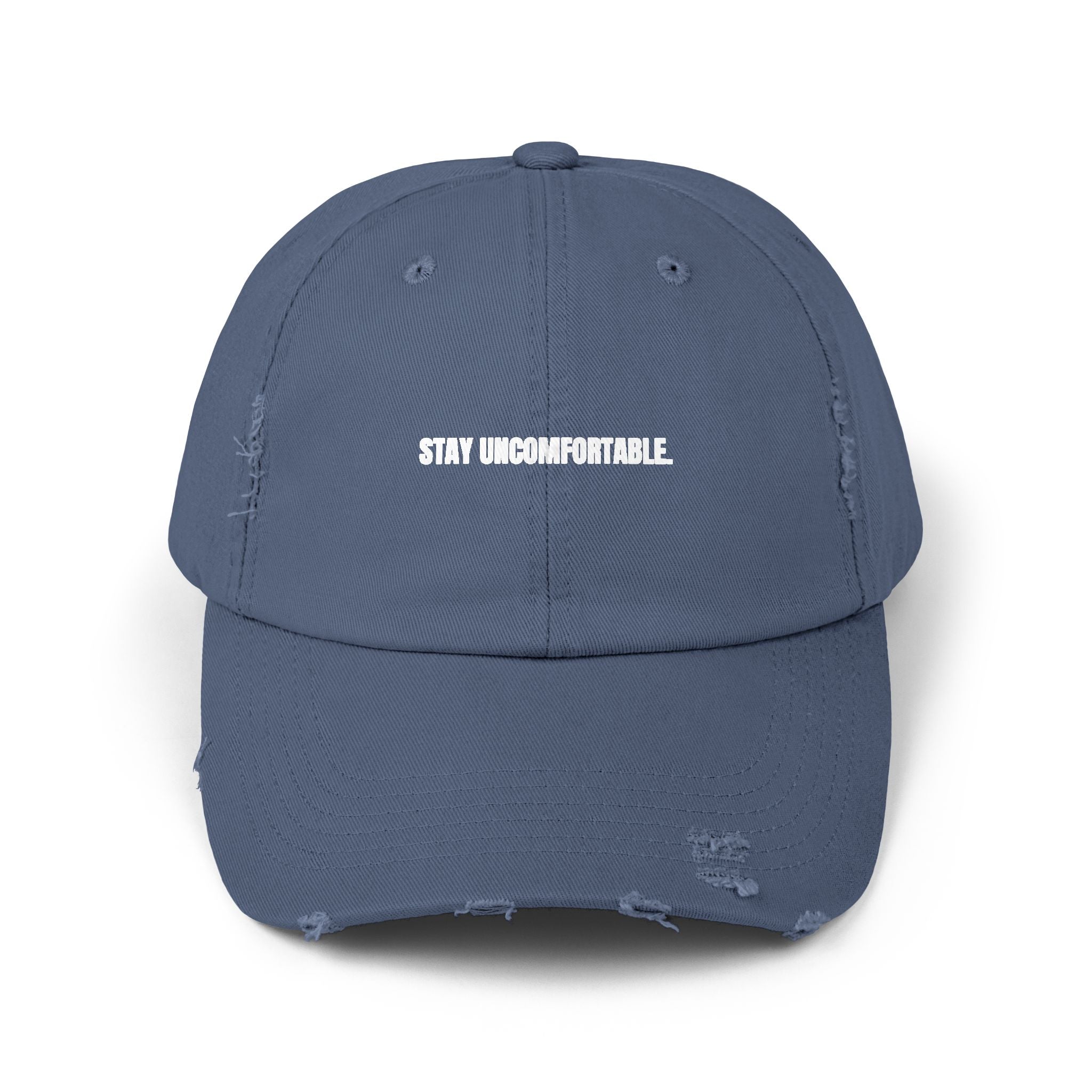 Clingman Fitness Distressed Cap, 'Stay Uncomfortable' Gym Hat
