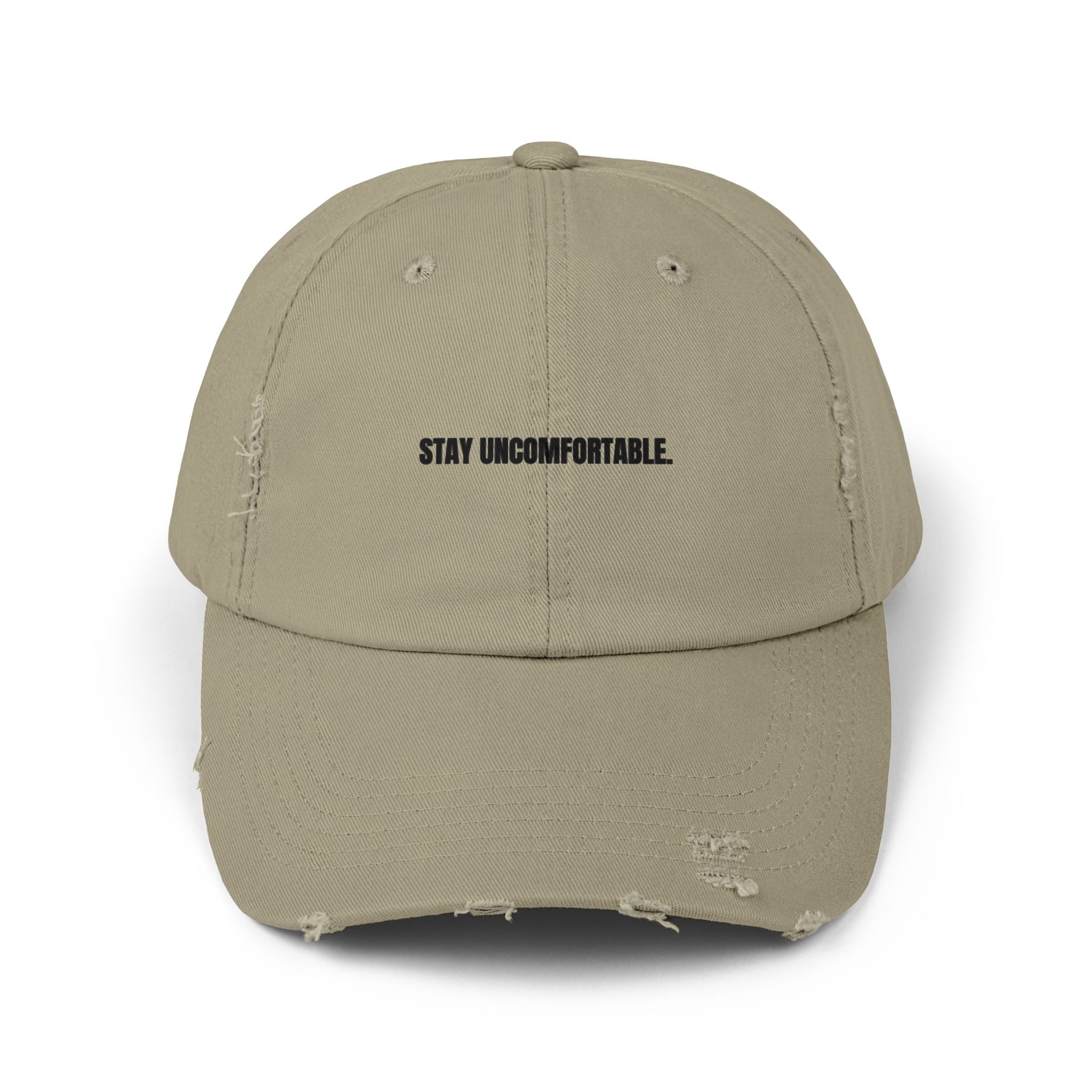 Clingman Fitness Distressed Cap, 'Stay Uncomfortable' Gym Hat