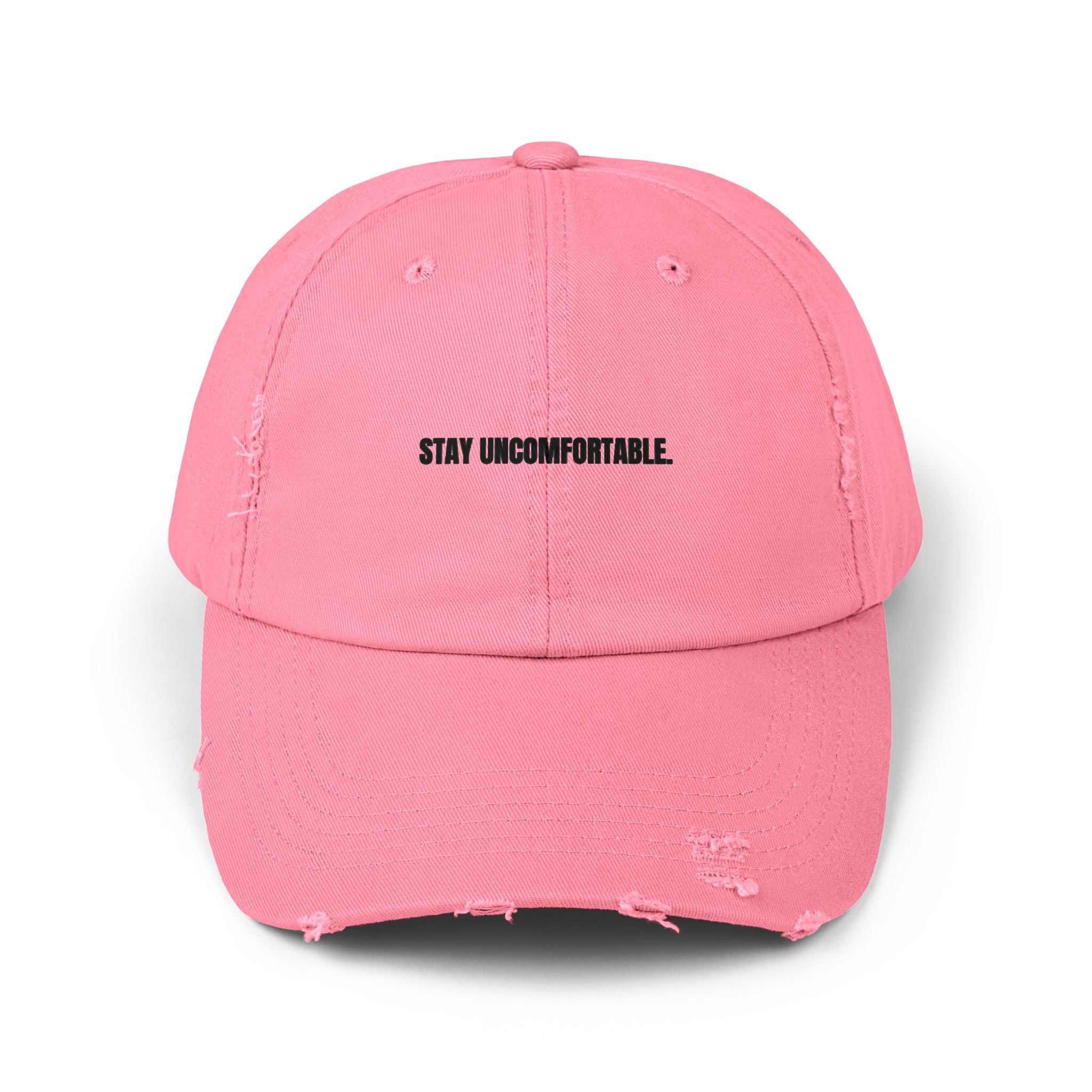 Clingman Fitness Distressed Cap, 'Stay Uncomfortable' Gym Hat