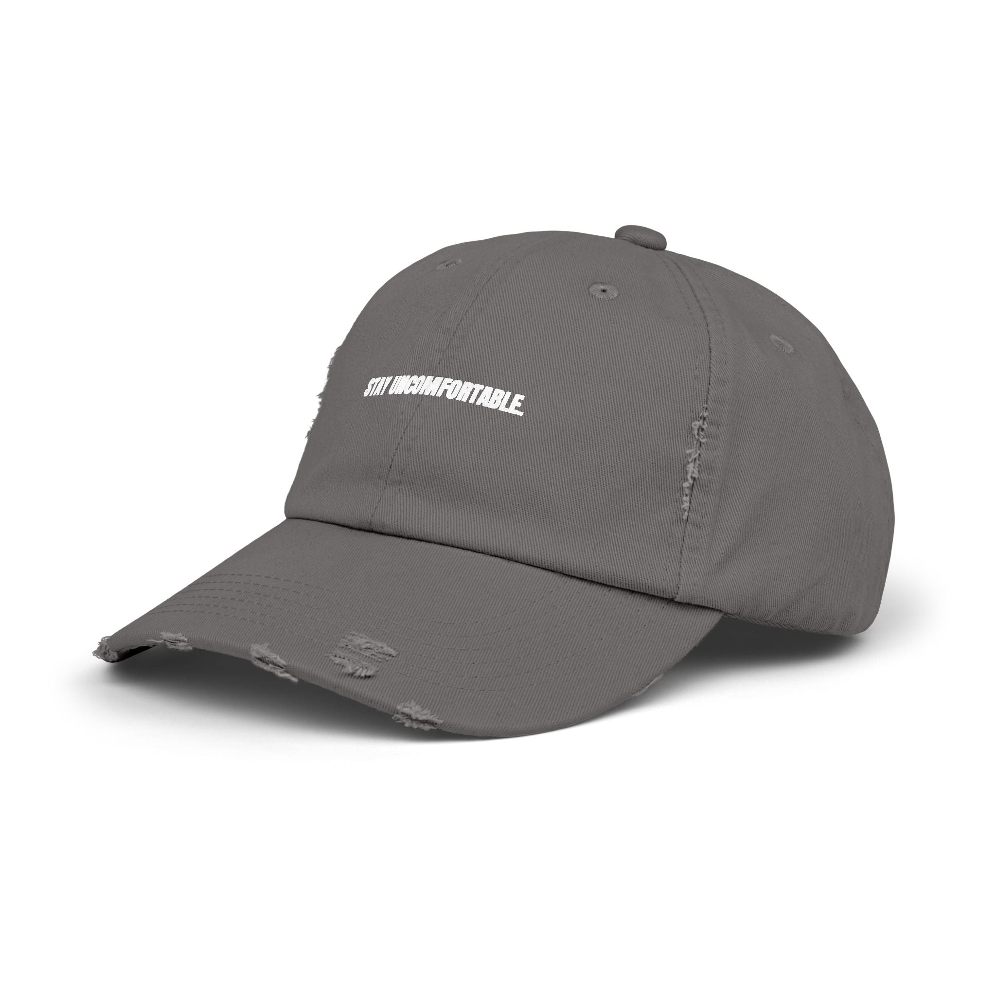 Clingman Fitness Distressed Cap, 'Stay Uncomfortable' Gym Hat