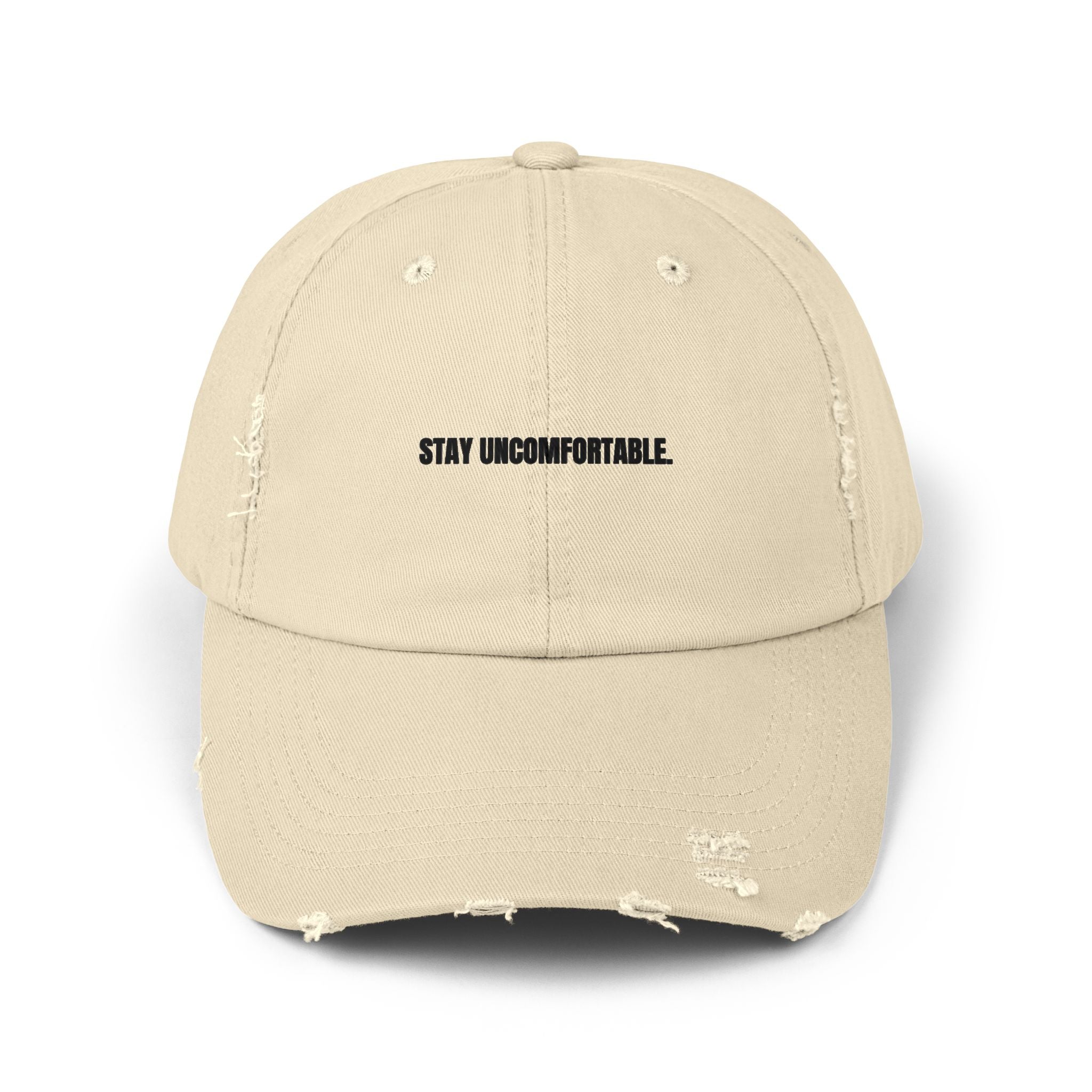 Clingman Fitness Distressed Cap, 'Stay Uncomfortable' Gym Hat