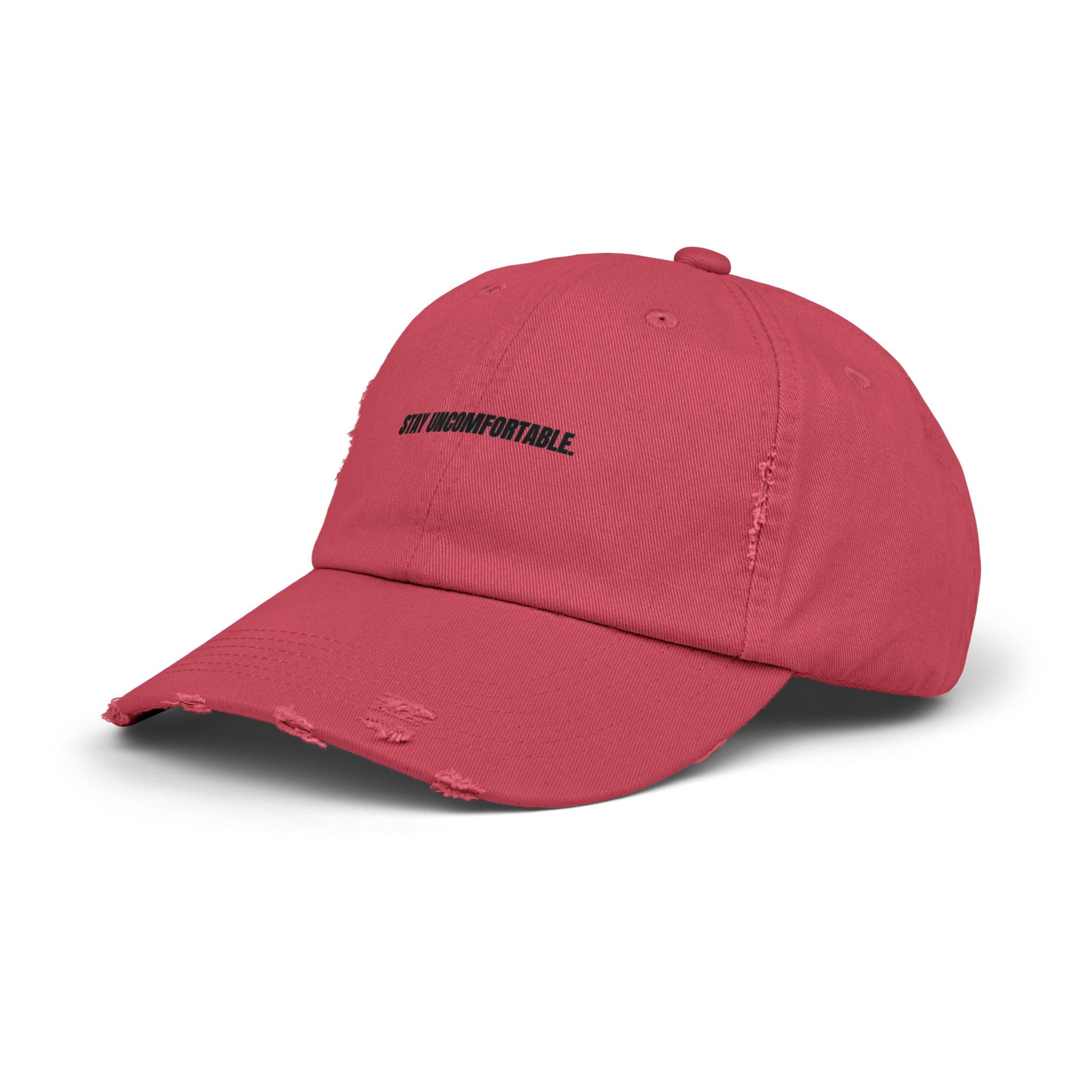 Clingman Fitness Distressed Cap, 'Stay Uncomfortable' Gym Hat