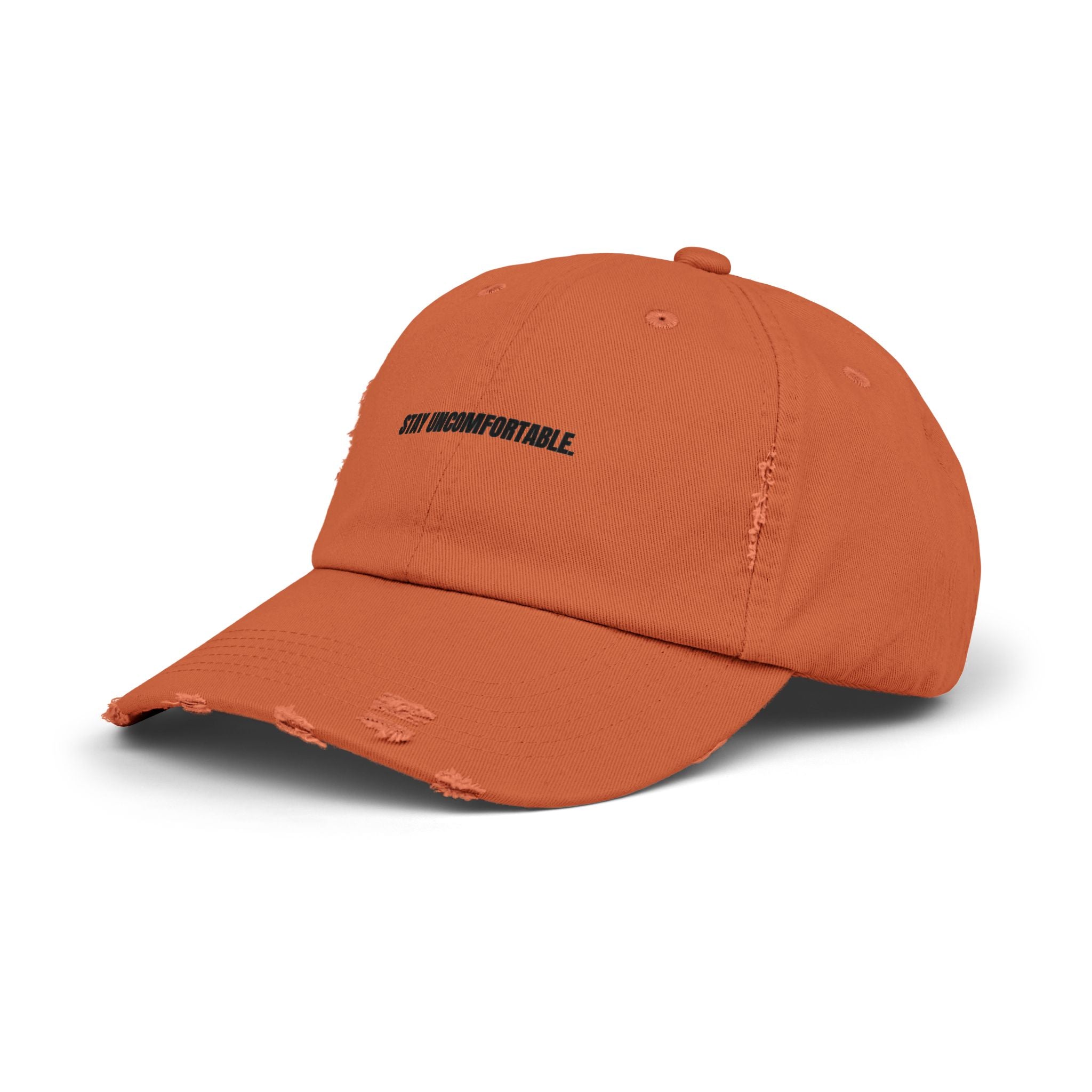 Clingman Fitness Distressed Cap, 'Stay Uncomfortable' Gym Hat